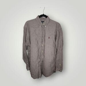 RALPH LAUREN Golf Button Down Shirt Blake Size M Men’s Burgandy / White